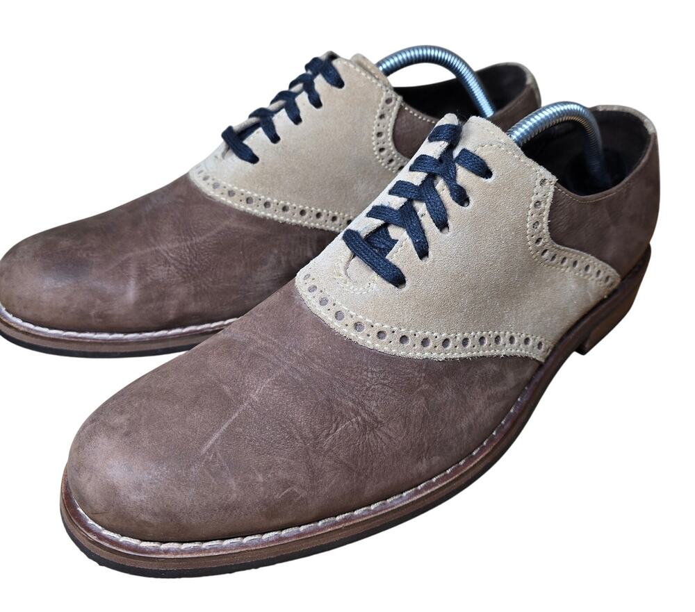 Mens Cole Haan Brown 2-Toned Suede Saddle Oxfords Mens Size 9.5 M Loafers